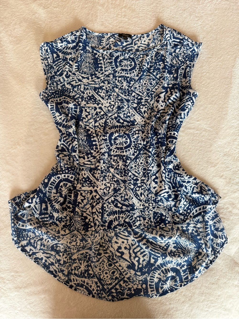 Cupio Navy & White Asymmetrical Sleeveless Dress